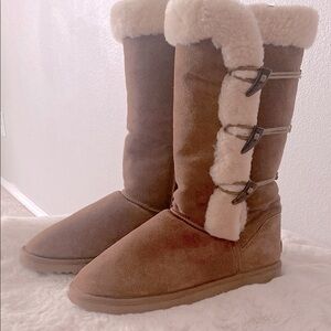 Staheekum Australian Genuine Sheepskin Suede Boots Tan Size 10
